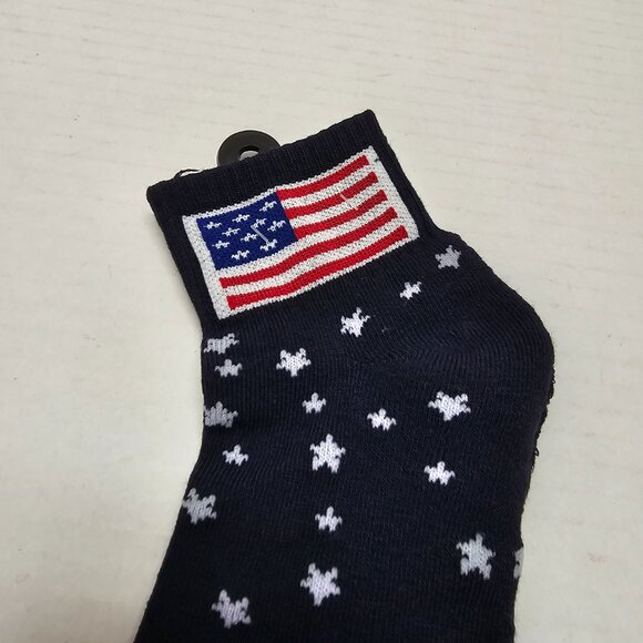 New Into Socks USA Flag Stars Stripes Quarter Rise Shoes 7 -12 Unisex Navy Blue - Picture 7 of 9